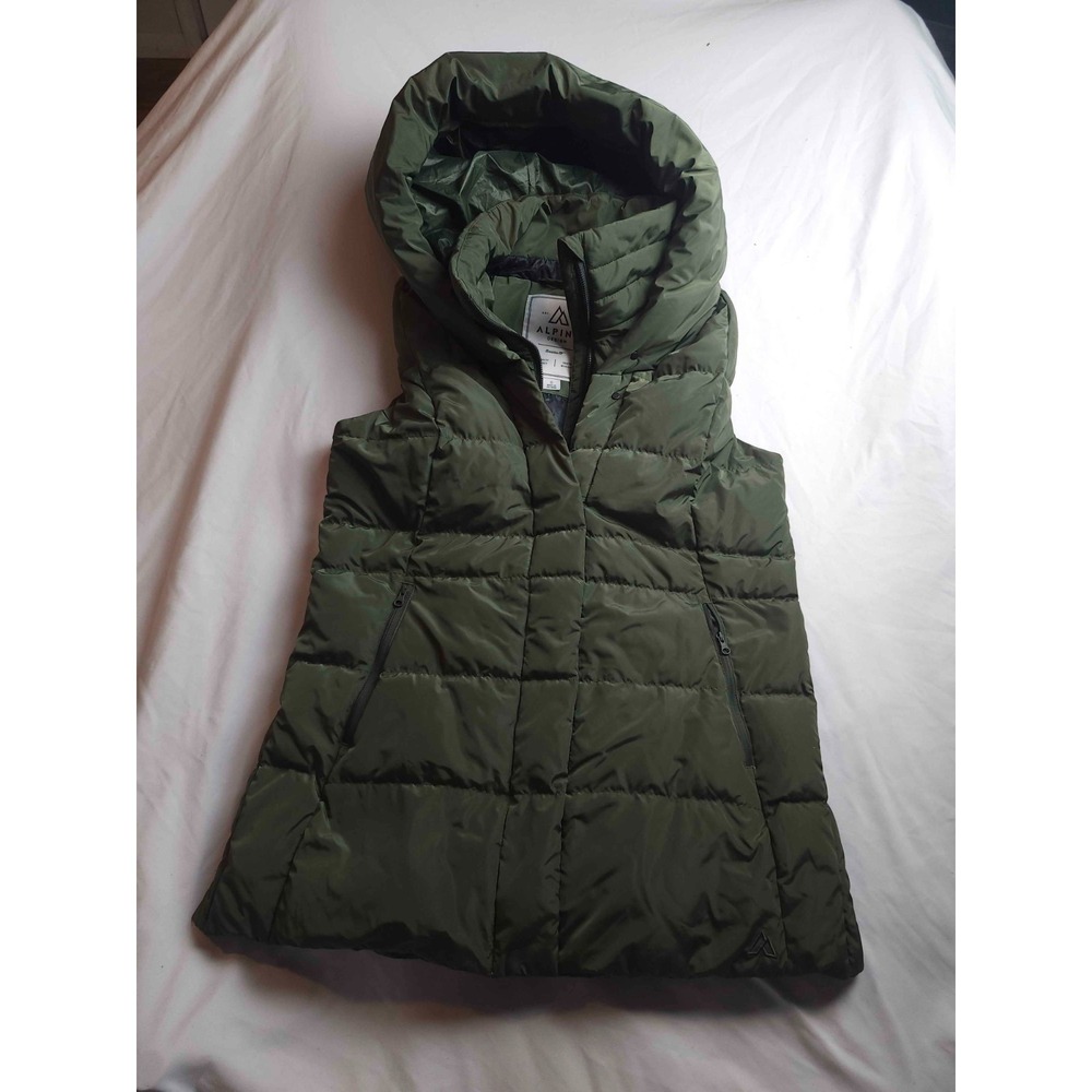 Alpine‎ Design Puffer Vest Womens S Olive Green Quilted Hooded Outdoor Gorpcore